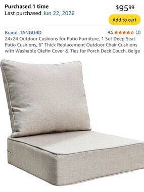 Beige Outdoor Patio Deep Seat Cushion Set